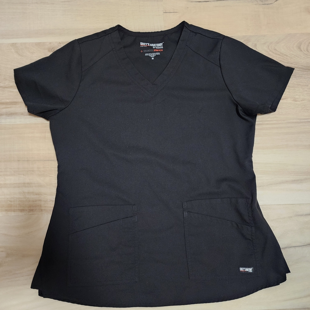 Grey's Anatomy Black Short Sleeve Women's Scrub Top